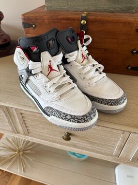 Jordan Kids' White/Red High-Top Basketball Shoes